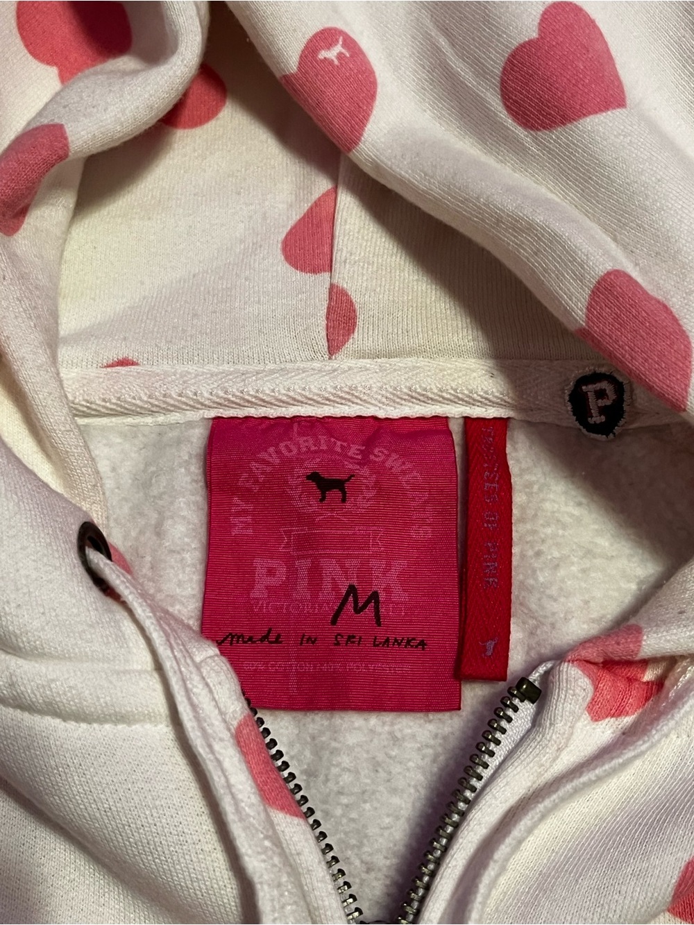Vintage PINK Victoria's Secret 2007 white and pink heart rhinestone zipup jacket - Picture 9 of 12